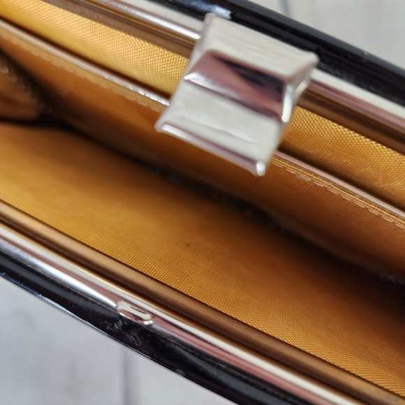 Vintage 50s/60s Black Patent Rectangle Clutch Purse - Picture 13 of 16